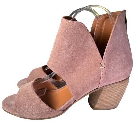 Sundance Catalog Booties Ankle Boots Pink Suede Zip Closure Block Heel Size 39 - Picture 4 of 10